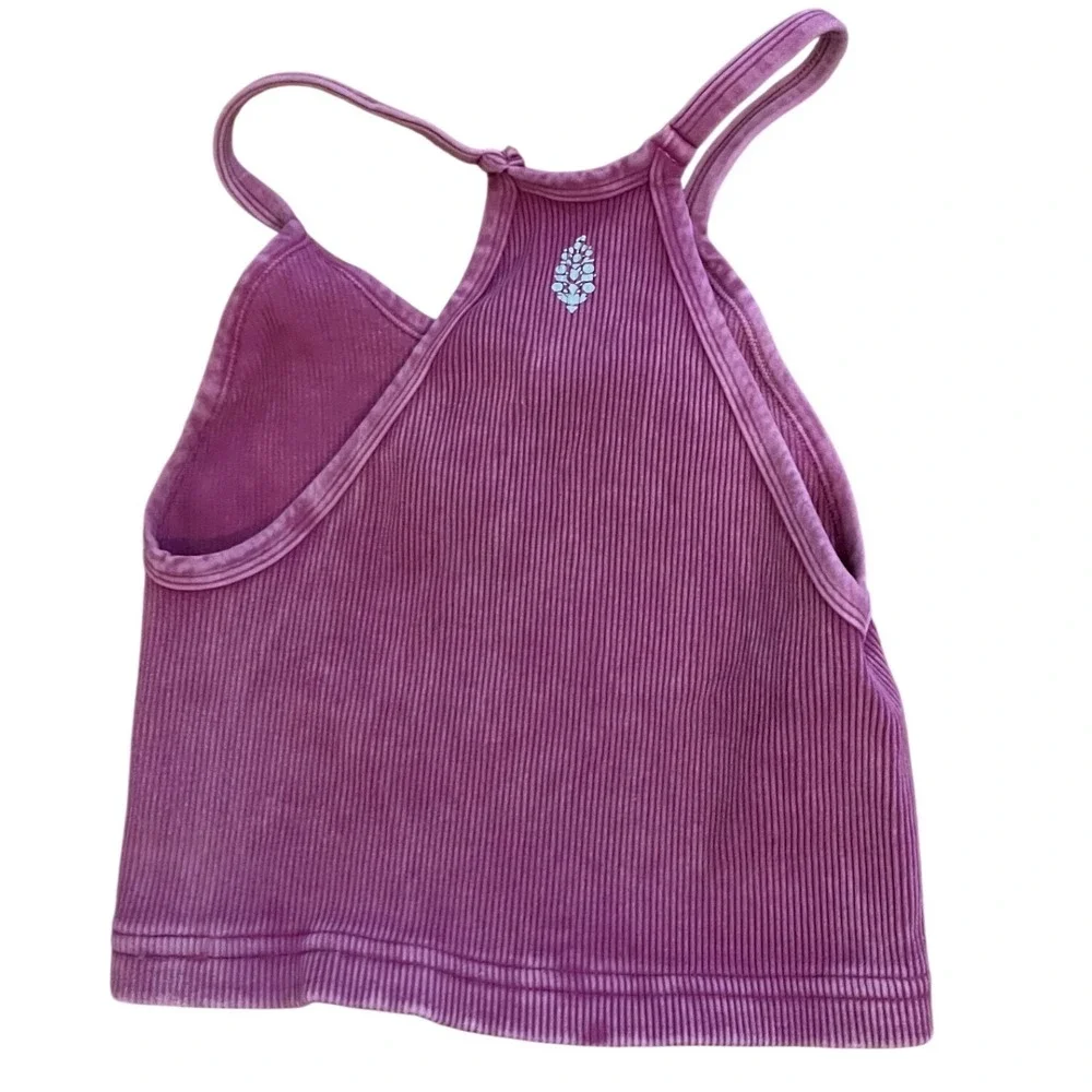 Free People Movement Happiness Runs Crop Tank Magenta Pink Ribbed Top M/L - Picture 2 of 4